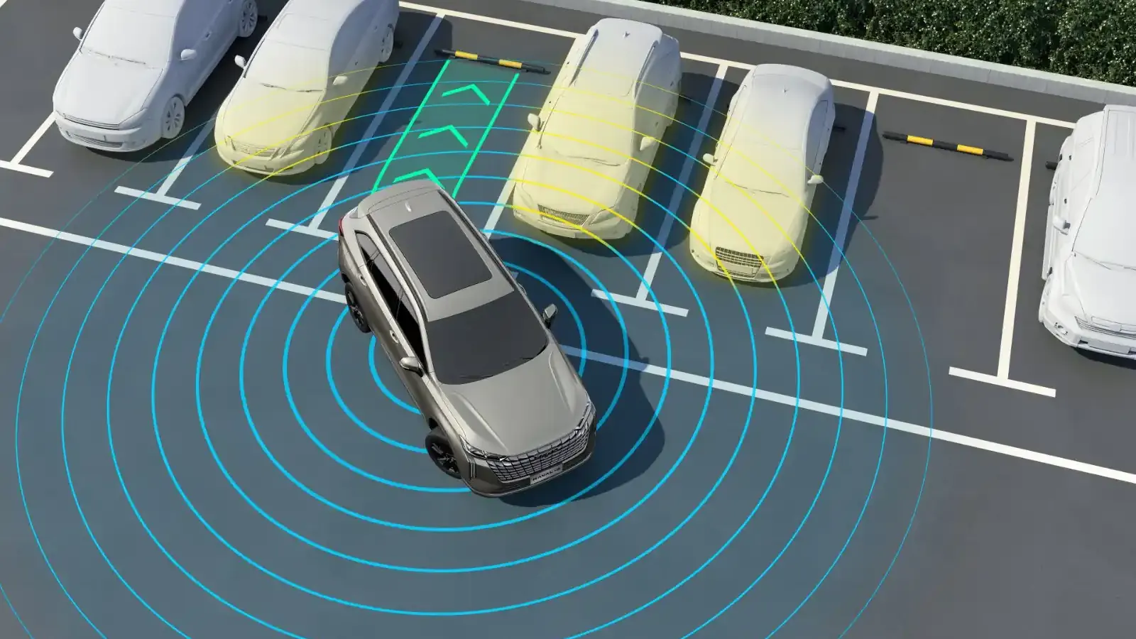 The 360-degree panoramic camera system of the HAVAL H6 HEV while parking