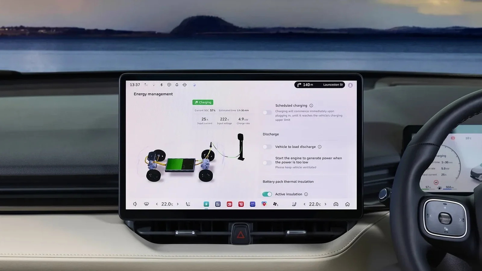 The 14.6-inch screen of the HAVAL H6 HEV showing the hybrid system's energy management